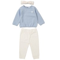 E08051: Baby Girls Sweatshirt, Ribbed Jog Pant & Headband Outfit (9-24 Months)