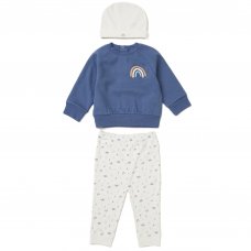 E08054: Baby Boys Sweatshirt, Ribbed Jog Pant & Hat Outfit (9-24 Months)