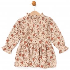 E08314: Baby Girls Borg Gilet & Floral Print Dress (9-24 Months)