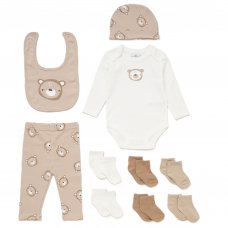 E08372: Baby Unisex Bear Ribbed 10 Piece Gift Set (NB-6 Months)