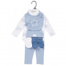 E08373: Baby Boys Stars Ribbed 10 Piece Gift Set (NB-6 Months)