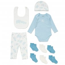 E08374: Baby Boys Elephant Ribbed 10 Piece Gift Set (NB-6 Months)