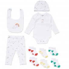 E08408: Baby Unisex Rainbow Ribbed 10 Piece Gift Set (NB-6 Months)