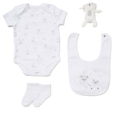 E08678: White 4 Piece Luxury Boxed Gift Set (0-3 Months)