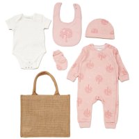 E08703: Baby Girls Organic Cotton 6 Piece Gift Set (NB-6 Months)