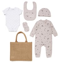 E08705: Baby Unisex Organic Cotton 6 Piece Gift Set (NB-6 Months)