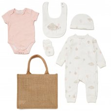 E08706: Baby Girls Organic Cotton 6 Piece Gift Set (NB-6 Months)