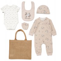 E08710: Baby Girls Organic Cotton 6 Piece Gift Set (NB-6 Months)