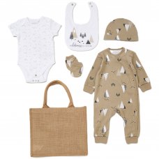 E08723: Baby Unisex Organic Cotton 6 Piece Gift Set (NB-6 Months)