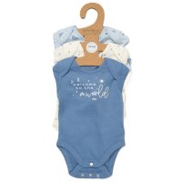 E08724: Baby Boys Organic Cotton 3 Pack Bodysuits With Extendable Gussets (NB-6 Months)