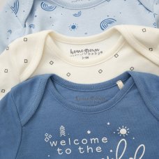 E08724: Baby Boys Organic Cotton 3 Pack Bodysuits With Extendable Gussets (NB-6 Months)