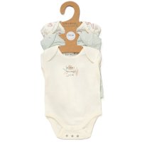 E08726: Baby Unisex Organic Cotton 3 Pack Bodysuits With Extendable Gussets (NB-6 Months)