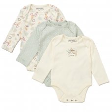 E08726: Baby Unisex Organic Cotton 3 Pack Bodysuits With Extendable Gussets (NB-6 Months)