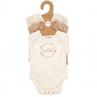 E08727: Baby Girls Organic Cotton 3 Pack Bodysuits With Extendable Gussets (NB-6 Months)