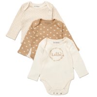 E08727: Baby Girls Organic Cotton 3 Pack Bodysuits With Extendable Gussets (NB-6 Months)