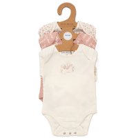 E08730: Baby Girls Organic Cotton 3 Pack Bodysuits With Extendable Gussets (NB-6 Months)