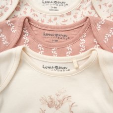 E08729: Baby Girls Organic Cotton 3 Pack Bodysuits With Extendable Gussets (NB-6 Months)