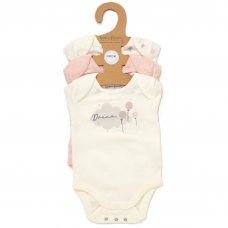 E08730: Baby Girls Organic Cotton 3 Pack Bodysuits With Extendable Gussets (NB-6 Months)