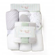 E08781: Baby Elephant  6 Piece Hooded Towels & Washcloths Bath Time Set