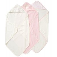 E08782: Baby Floral Bunny  6 Piece Hooded Towels & Washcloths Bath Time Set