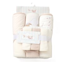 E08786: Baby Sheep 6 Piece Hooded Towels & Washcloths Bath Time Set