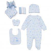 E08790: Baby Boys Animals 8 Piece Mesh Bag Gift Set (NB-6 Months)