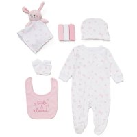 E08793: Baby Girls Bunny 8 Piece Mesh Bag Gift Set (NB-6 Months)