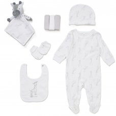 E08797: Baby Unisex Giraffe 8 Piece Mesh Bag Gift Set (NB-6 Months)