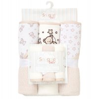 E08821: Baby Bear 6 Piece Hooded Towels & Washcloths Bath Time Set