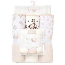 E08821: Baby Bear 6 Piece Hooded Towels & Washcloths Bath Time Set