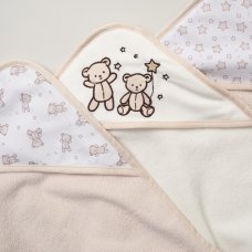 E08821: Baby Bear 6 Piece Hooded Towels & Washcloths Bath Time Set