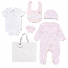 E08830: Baby Girls Little Princess 6 Piece Mesh Bag Gift Set (NB-6 Months)