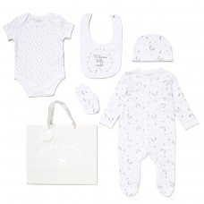 E08838: Baby Unisex Welcome To  The World 6 Piece Mesh Bag Gift Set (NB-6 Months)