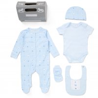 E08846: Baby Boys Bear 6 Piece Mesh Bag Gift Set (NB-6 Months)