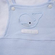 F09016NB: Baby Boys Waffle Fabric Dungaree & T-Shirt Set (0-12 Months)