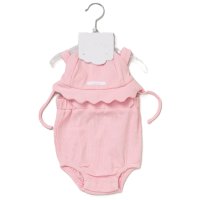 F09020NB: Baby Girls Waffle Fabric Romper & Hat Set (0-12 Months)