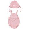 F09020NB: Baby Girls Waffle Fabric Romper & Hat Set (0-12 Months)