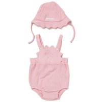 F09020NB: Baby Girls Waffle Fabric Romper & Hat Set (0-12 Months)