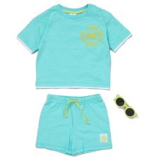 F09110INF: Baby Boys Crab T-Shirt, Shorts & Sunglasses Outfit (12-24 Months)