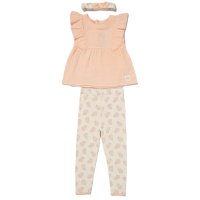 F09151TOD: Girls Muslin Fabric Top, Leggings & Headband Outfit (2-4 Years)