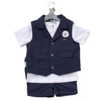 F09154INF: Baby Boys Waistcoat, T-Shirt & Short Outfit (12-24 Months)