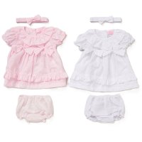 F09178NB: Baby Girls Dress, Pant & Headband Set (0-9 Months)