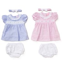 F09180NB: Baby Girls Dress, Pant & Headband Set (0-9 Months)