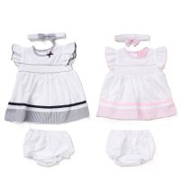 F09182NB: Baby Girls Dress, Pant & Headband Set (0-9 Months)