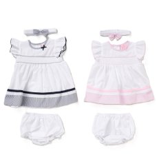 F09182INF: Baby Girls Dress, Pant & Headband Set (9-24 Months)