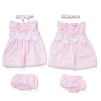 F09237NB: Baby Girls Dress, Pant & Headband Set (0-9 Months)