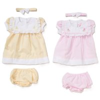 F09239NB: Baby Girls Dress, Pant & Headband Set (0-9 Months)