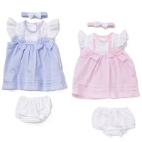 F09240NB: Baby Girls Dress, Pant & Headband Set (0-9 Months)