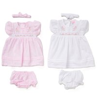 F09241NB: Baby Girls Dress, Pant & Headband Set (0-9 Months)