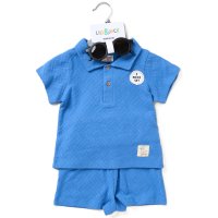 F09429INF: Baby Boys Jacquard Jersey Polo Top & Shorts With Sunglasses Outfit (12-24 Months)